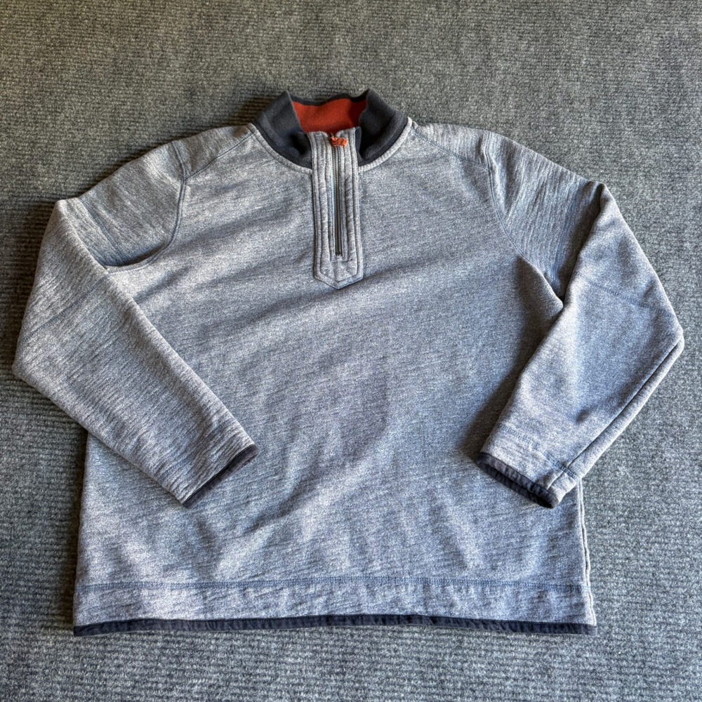 Carbon2Cobalt Mens Large Blue Heathered 100% Cotton Quarter Zip Pullover Sweater